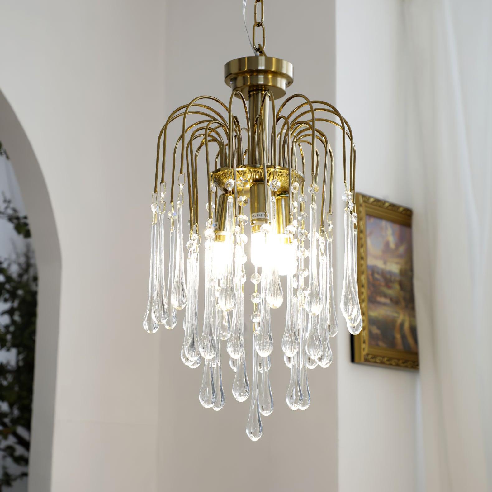 Lustra Lustre Bras Dorés et Cristal