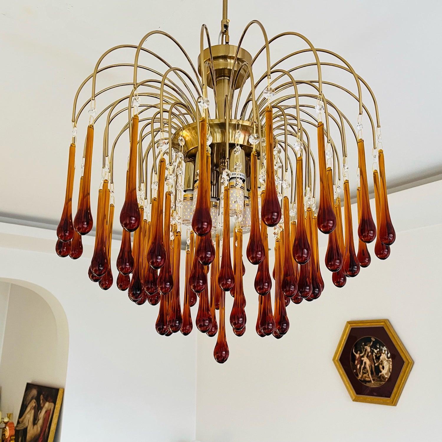 Lustra Lustre Bras Dorés et Cristal