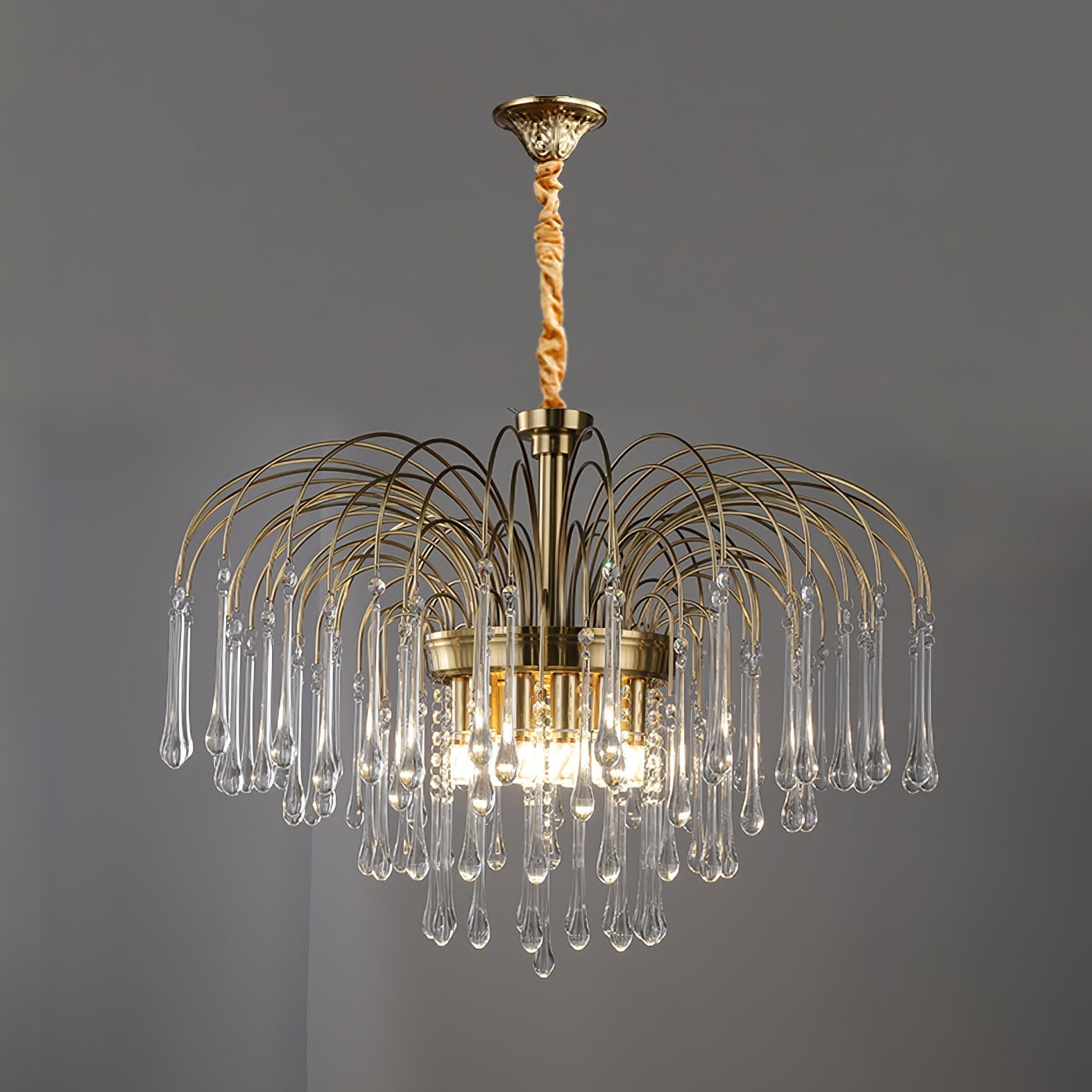Lustra Lustre Bras Dorés et Cristal