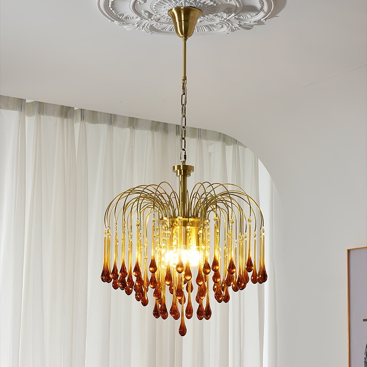 Lustra Lustre Bras Dorés et Cristal