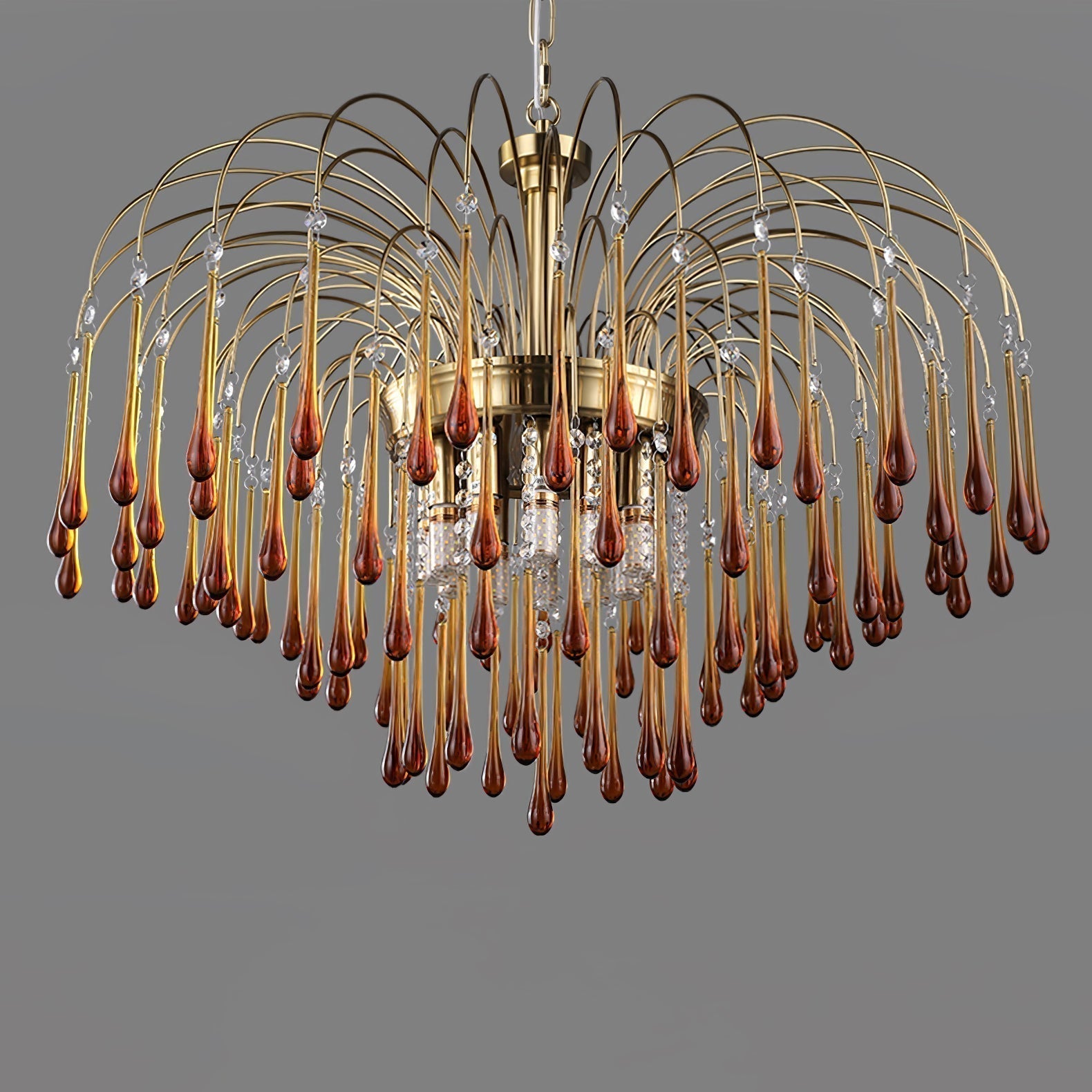 Lustra Lustre Bras Dorés et Cristal