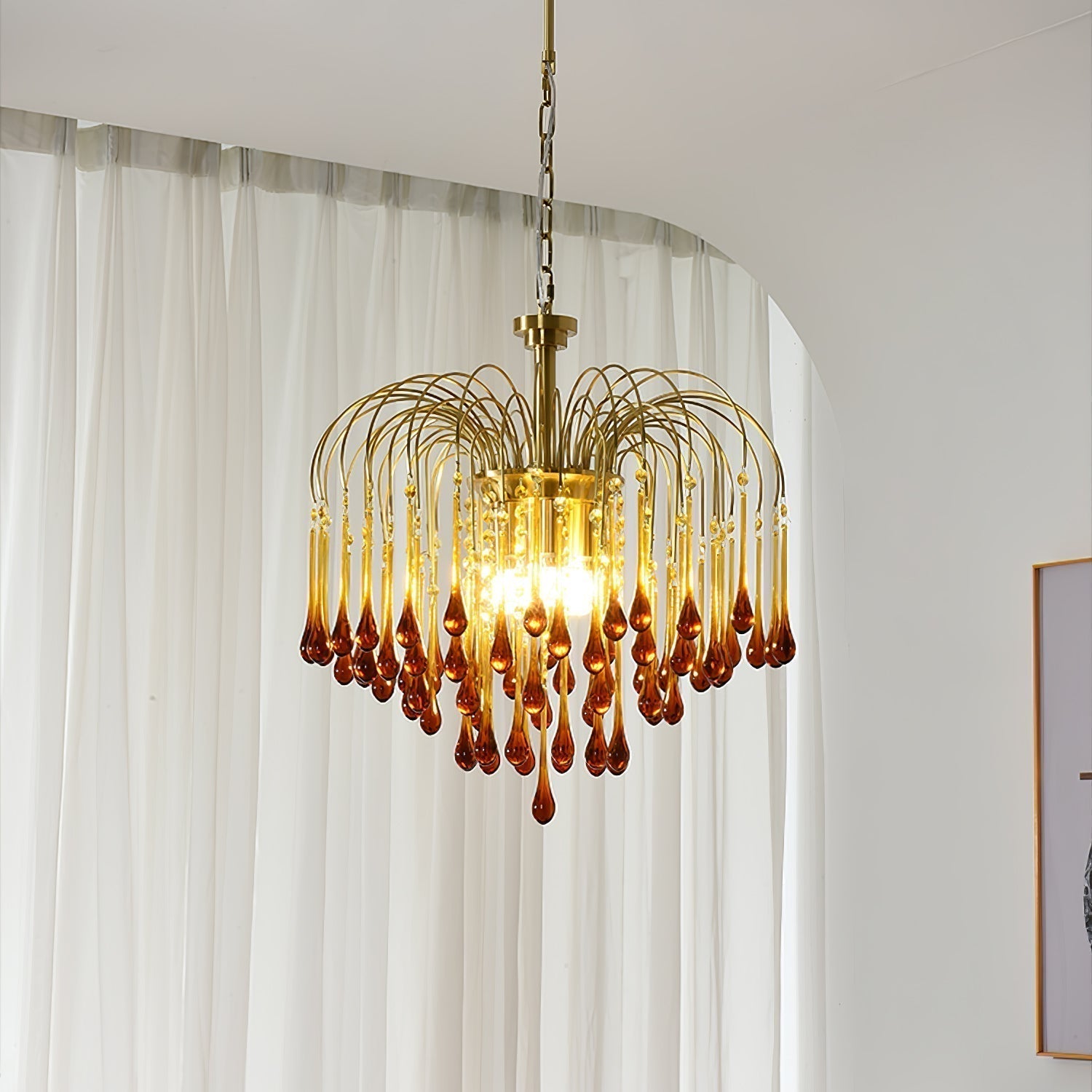 Lustra Lustre Bras Dorés et Cristal