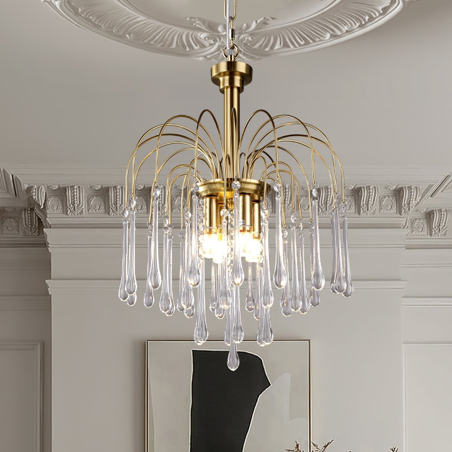 Lustra Lustre Bras Dorés et Cristal