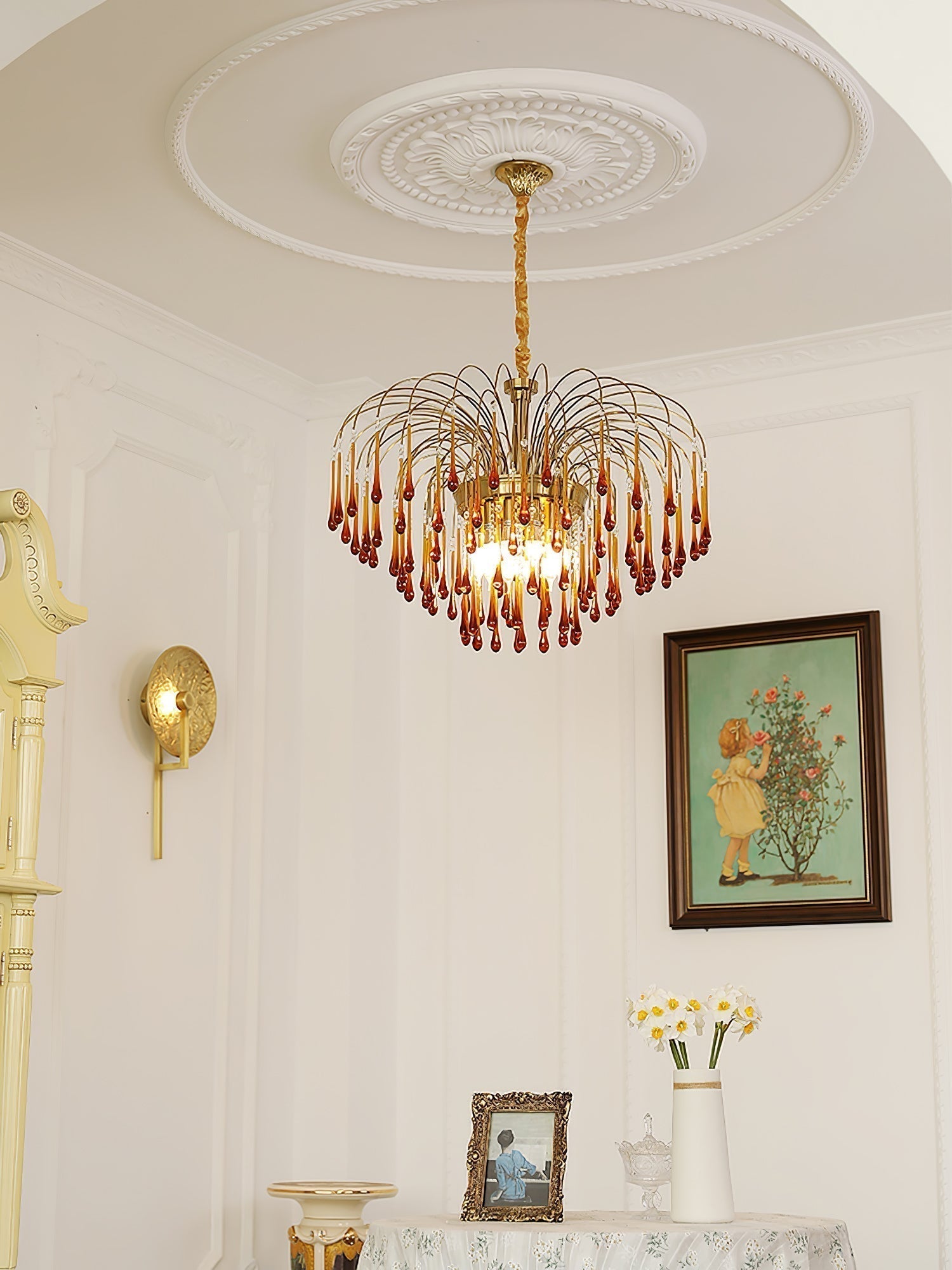 Lustra Lustre Bras Dorés et Cristal