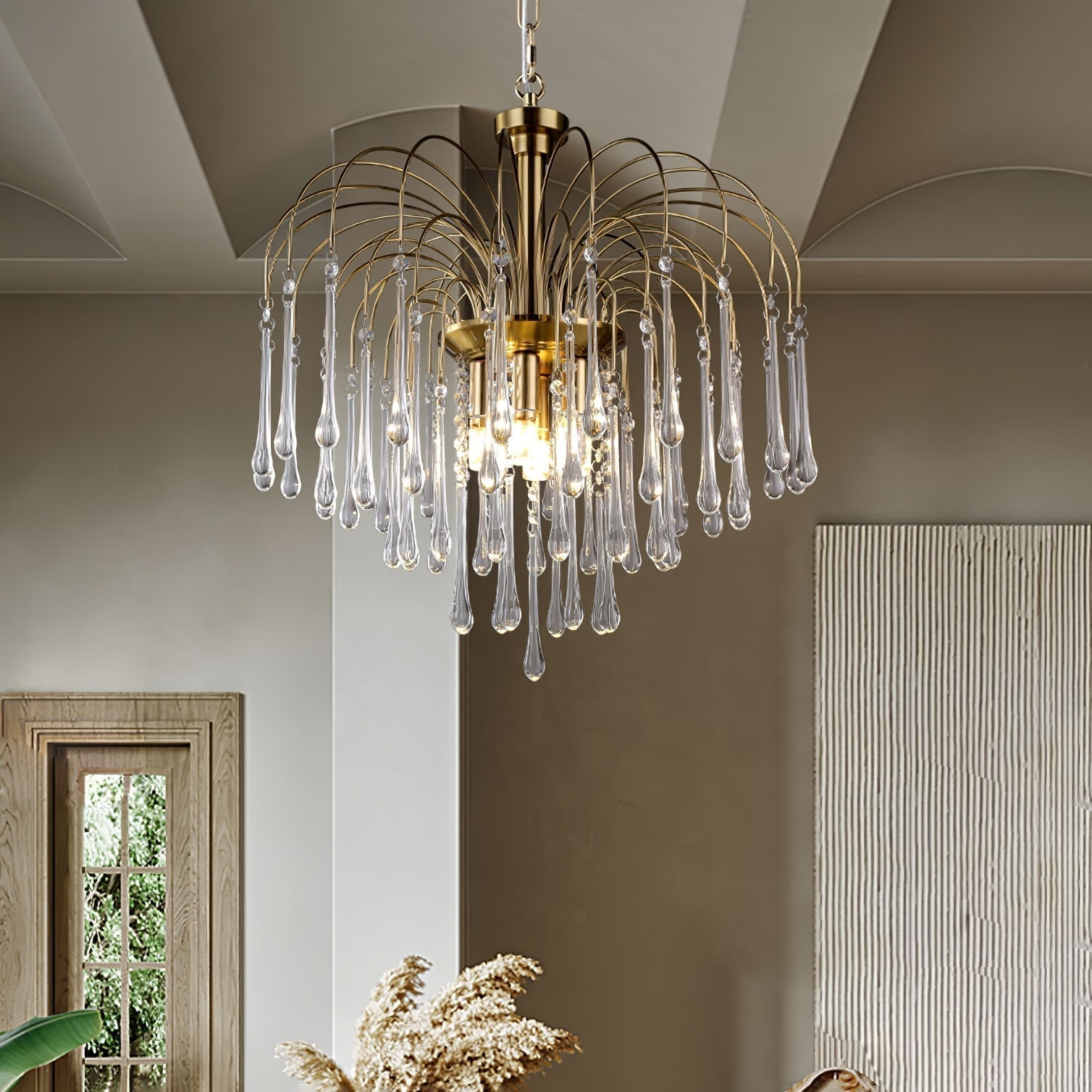 Lustra Lustre Bras Dorés et Cristal