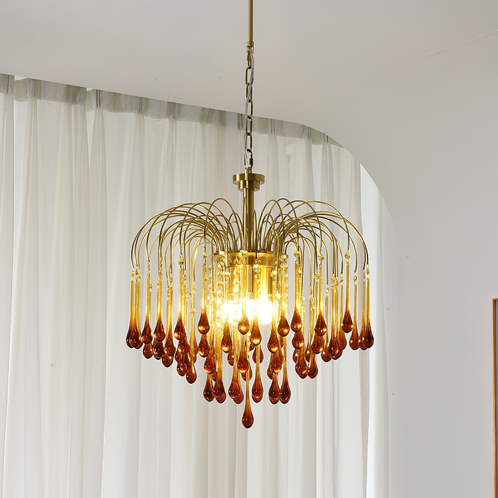 Lustra Lustre Bras Dorés et Cristal