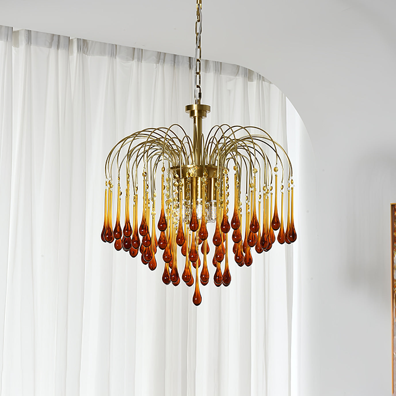 Lustra Lustre Bras Dorés et Cristal