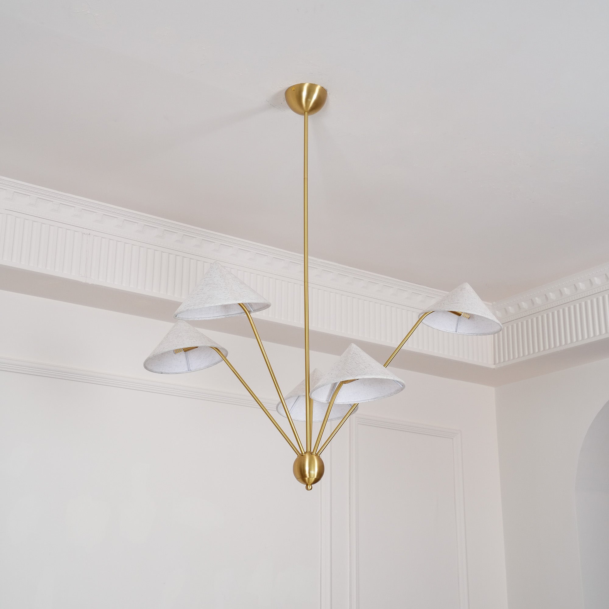 Lustra Lustre Laiton Courbé Beige