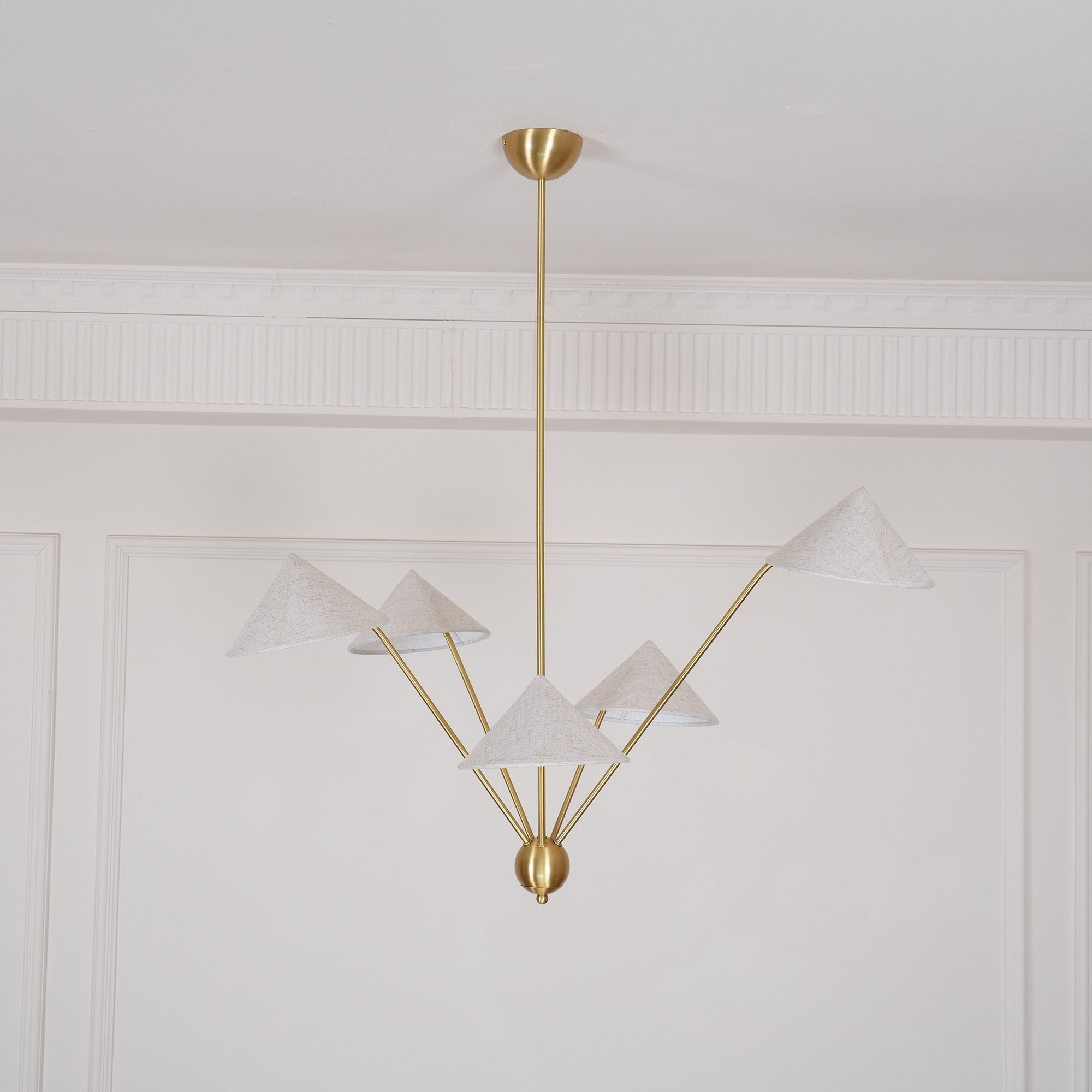 Lustra Lustre Laiton Courbé Beige