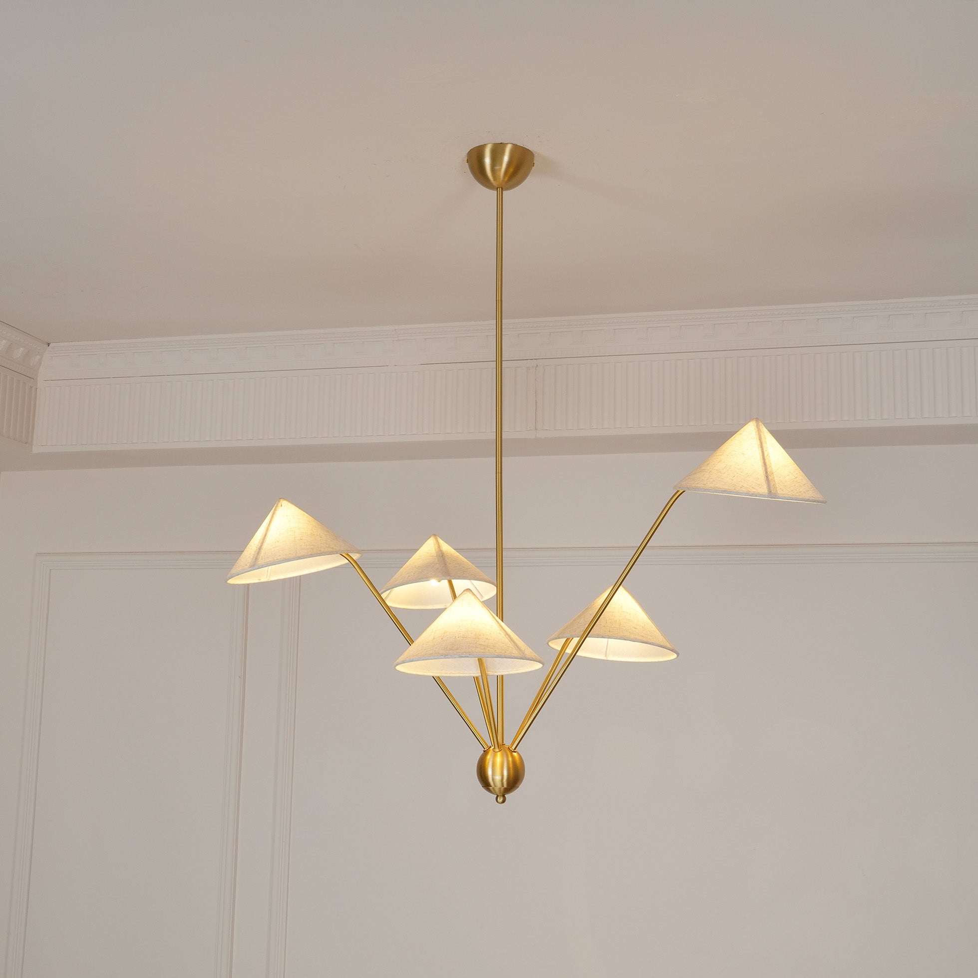 Lustra Lustre Laiton Courbé Beige