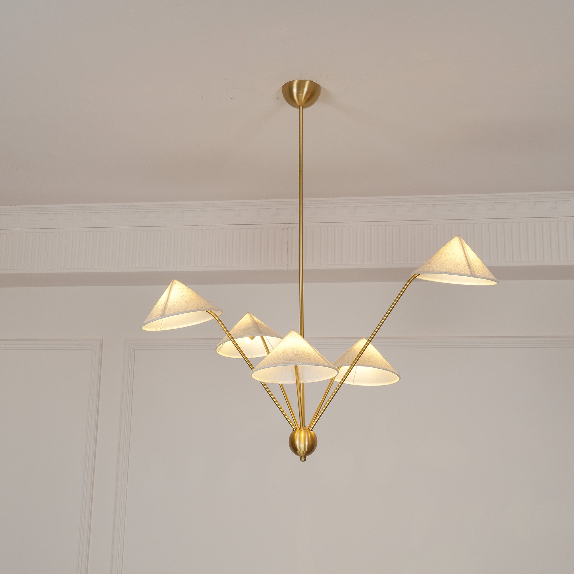 Lustra Lustre Laiton Courbé Beige