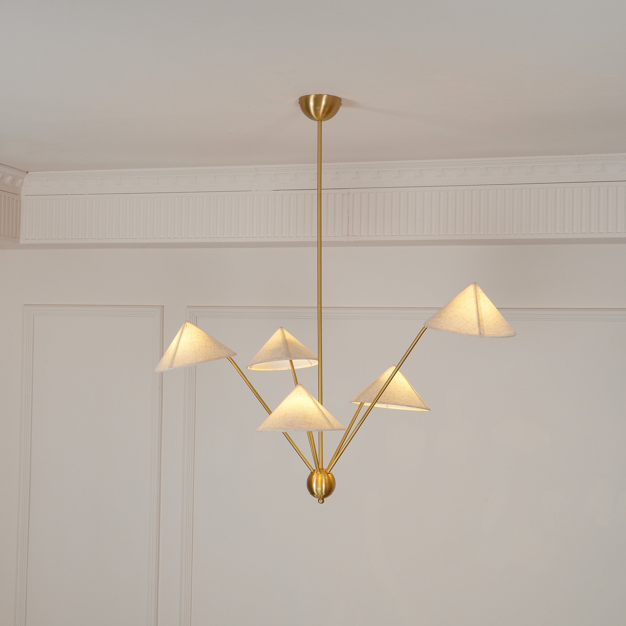 Lustra Lustre Laiton Courbé Beige