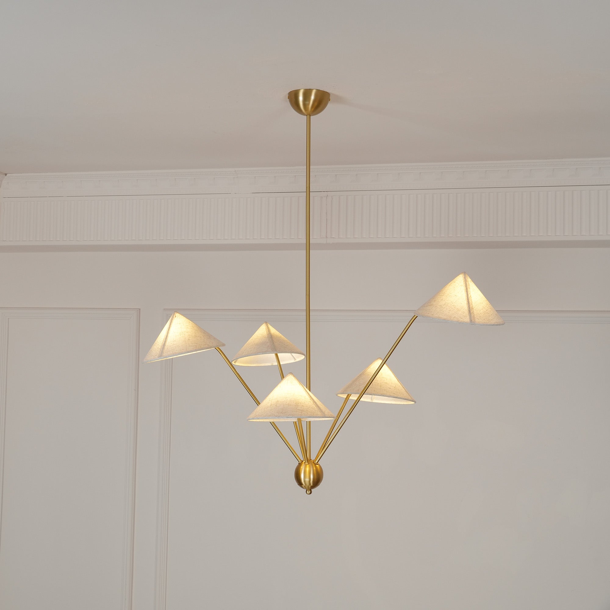 Lustra Lustre Laiton Courbé Beige