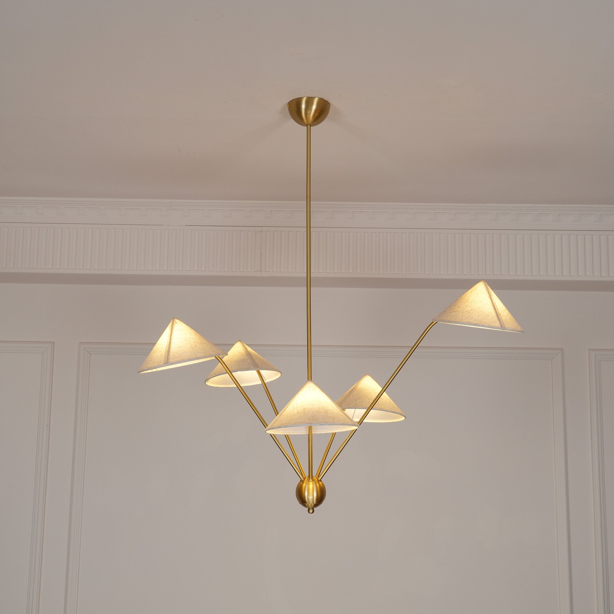 Lustra Lustre Laiton Courbé Beige