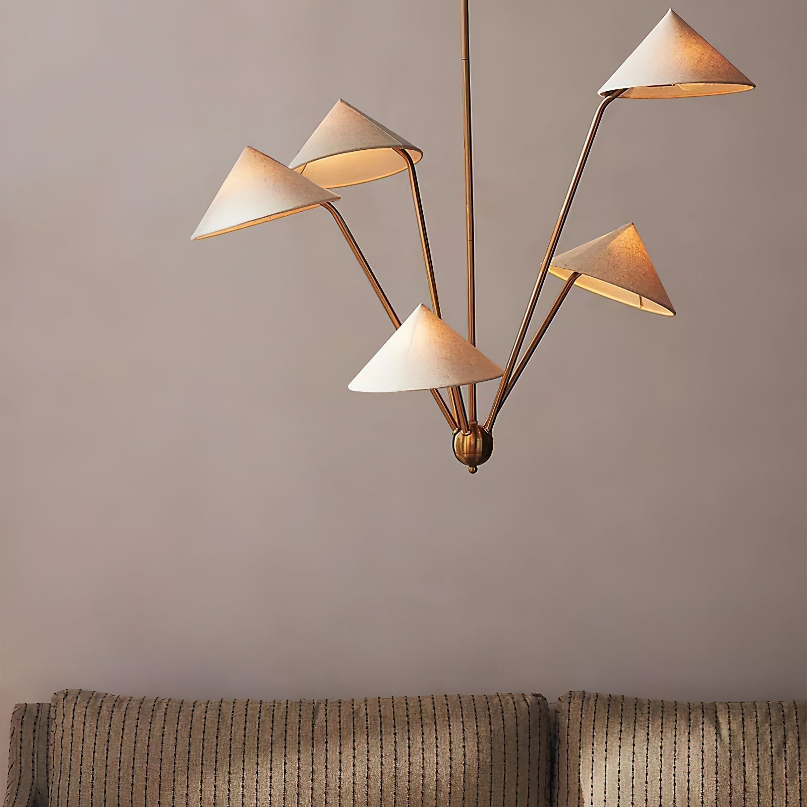 Lustra Lustre Laiton Courbé Beige