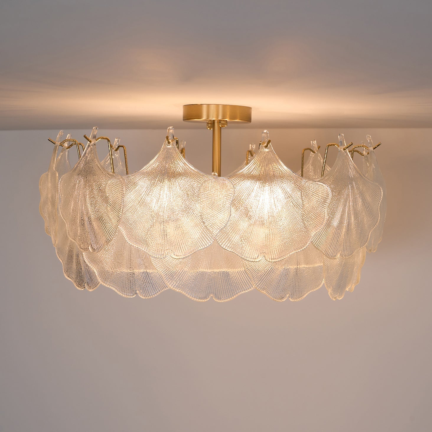 Maple Lampe de Plafond en Verre Cluster de Feuilles