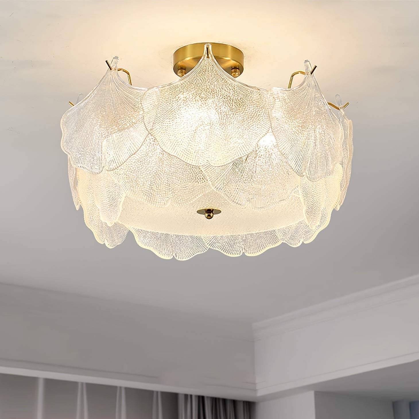 Maple Lampe de Plafond en Verre Cluster de Feuilles
