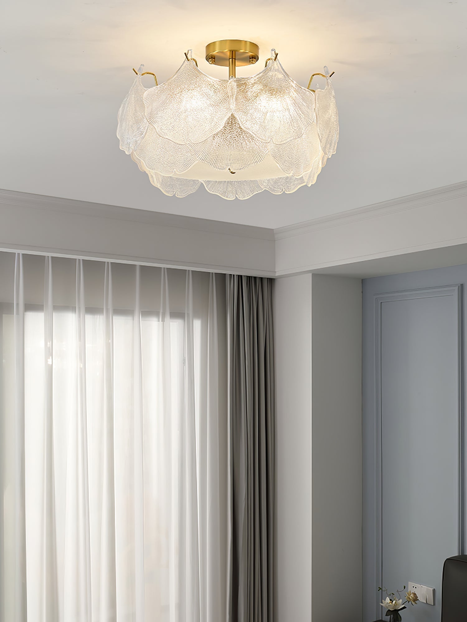 Maple Lampe de Plafond en Verre Cluster de Feuilles