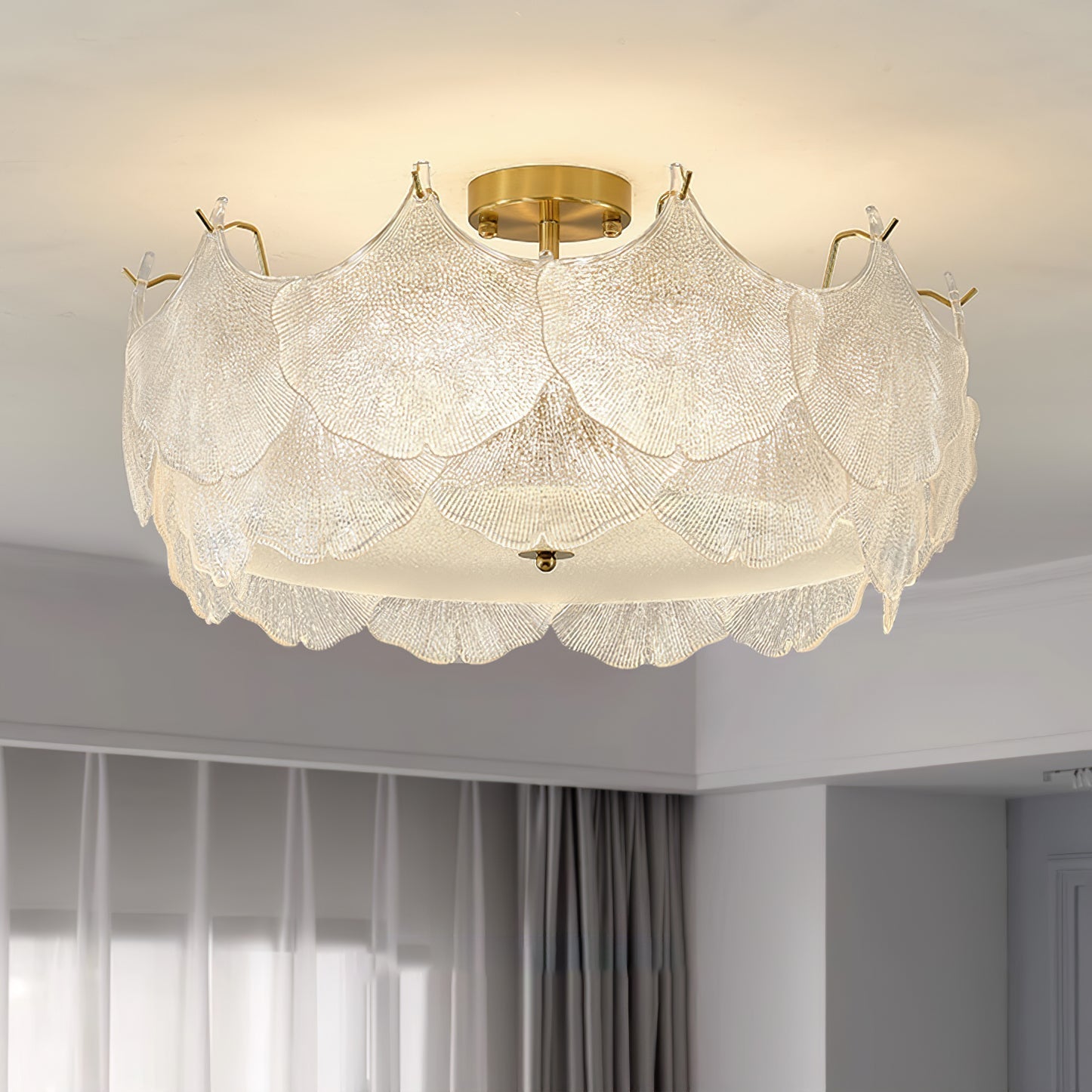 Maple Lampe de Plafond en Verre Cluster de Feuilles