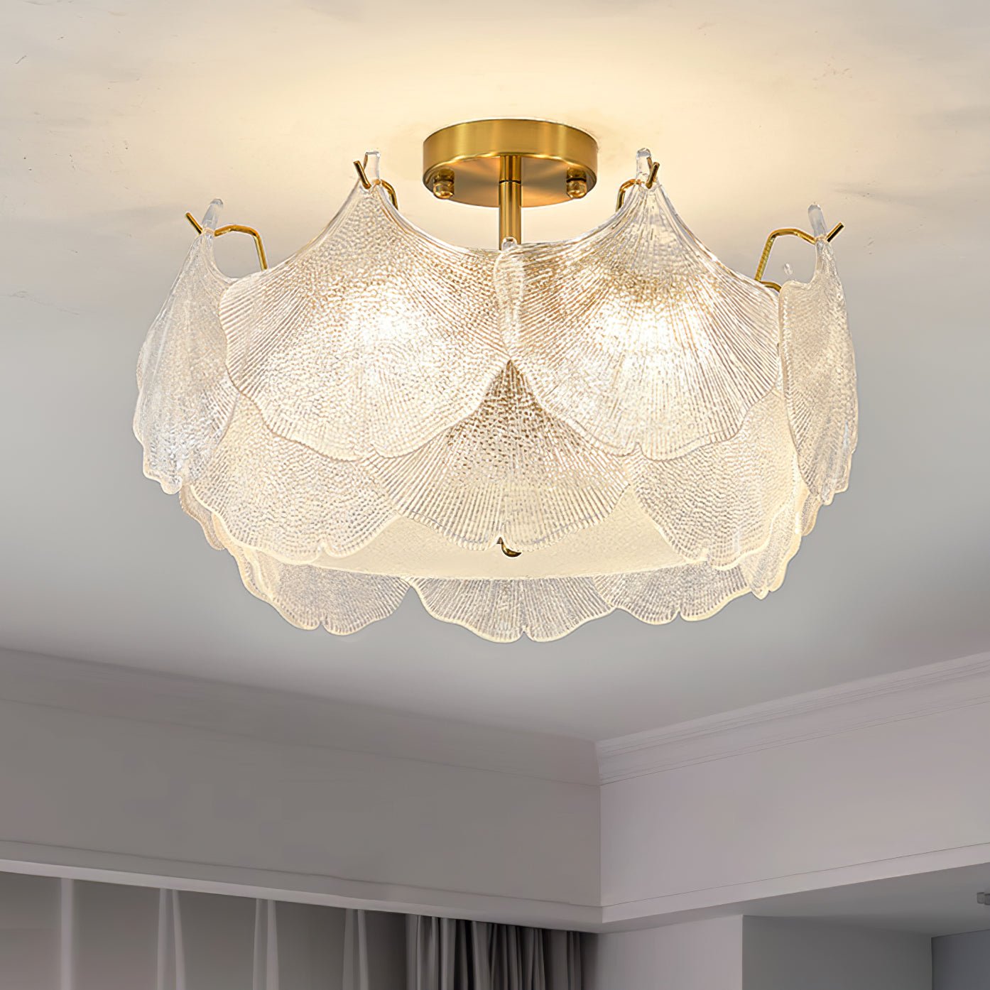 Maple Lampe de Plafond en Verre Cluster de Feuilles