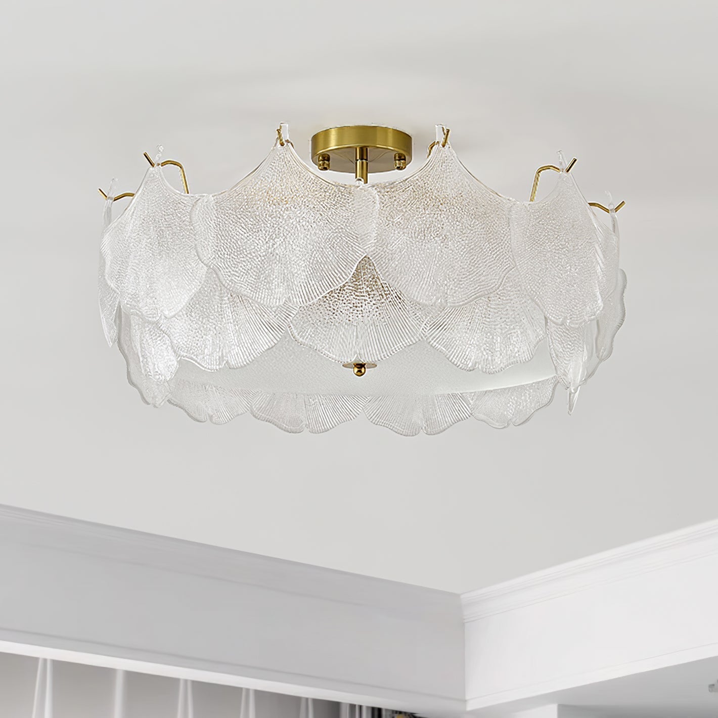 Maple Lampe de Plafond en Verre Cluster de Feuilles