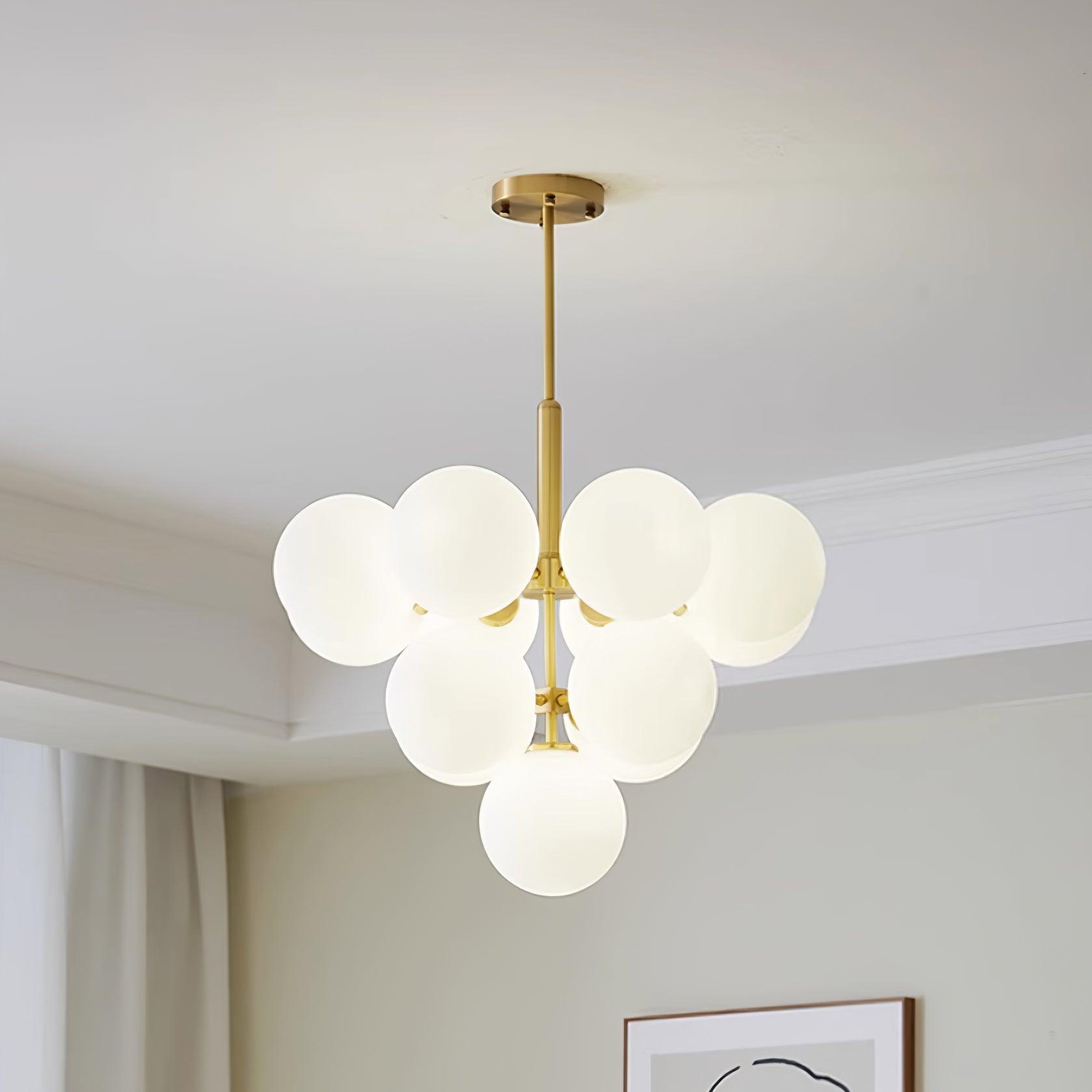 Lustre Globe en Verre Cluster Cadre en Laiton Moderne Minimaliste pour Maison