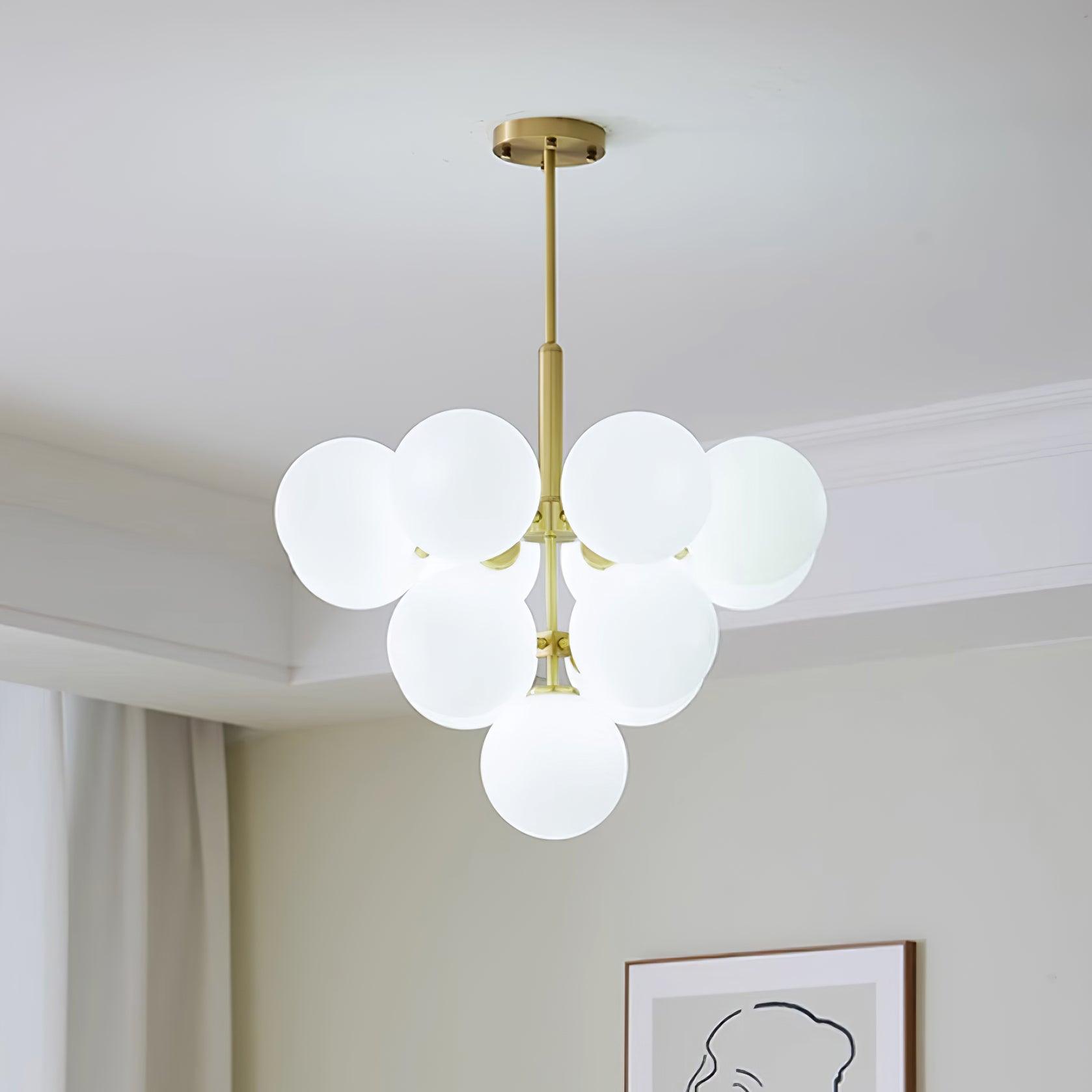 Lustre Globe en Verre Cluster Cadre en Laiton Moderne Minimaliste pour Maison