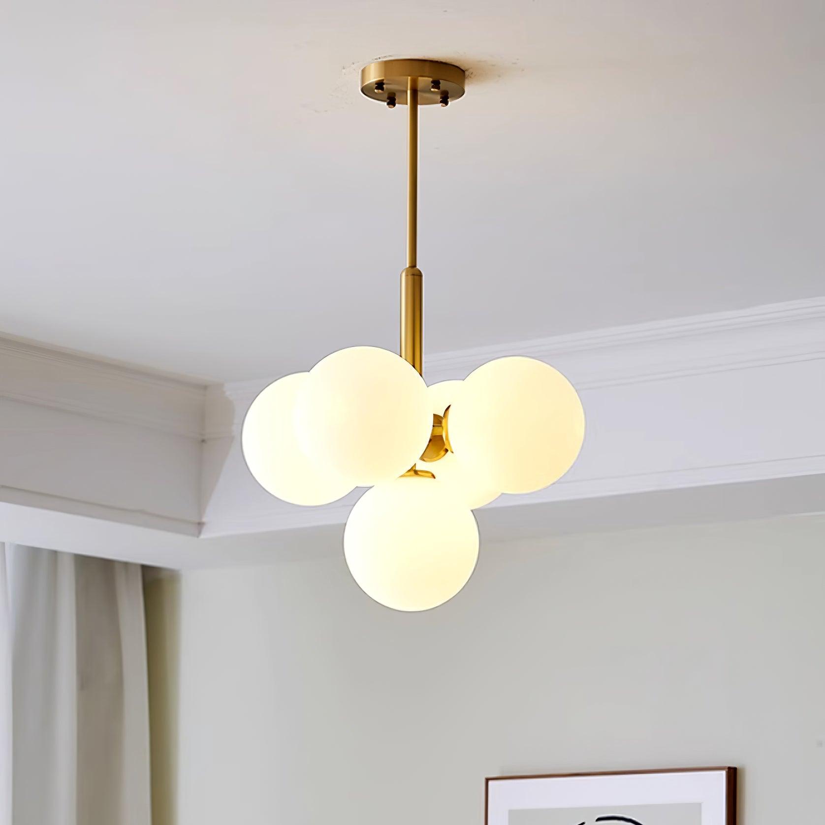 Lustre Globe en Verre Cluster Cadre en Laiton Moderne Minimaliste pour Maison