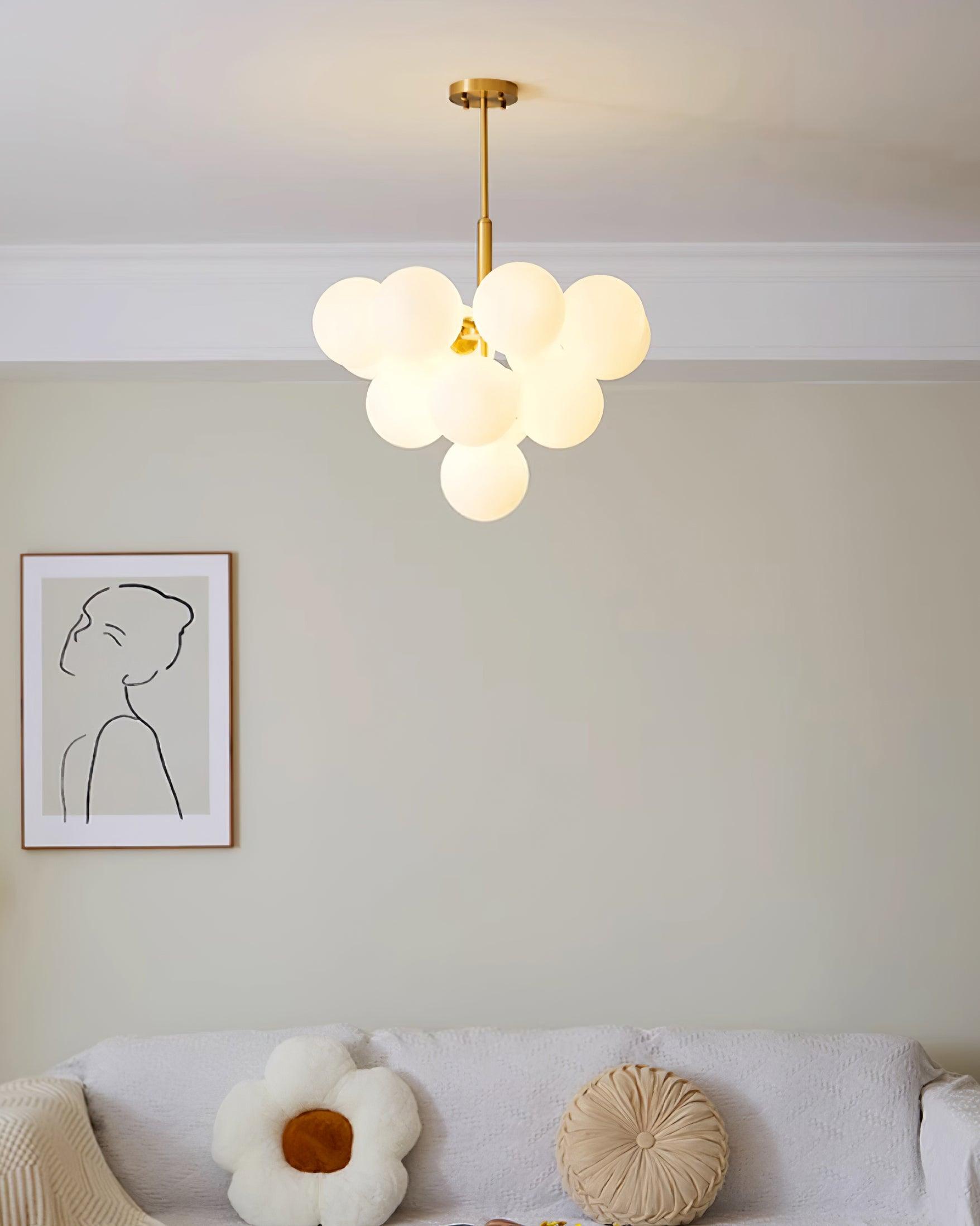 Lustre Globe en Verre Cluster Cadre en Laiton Moderne Minimaliste pour Maison