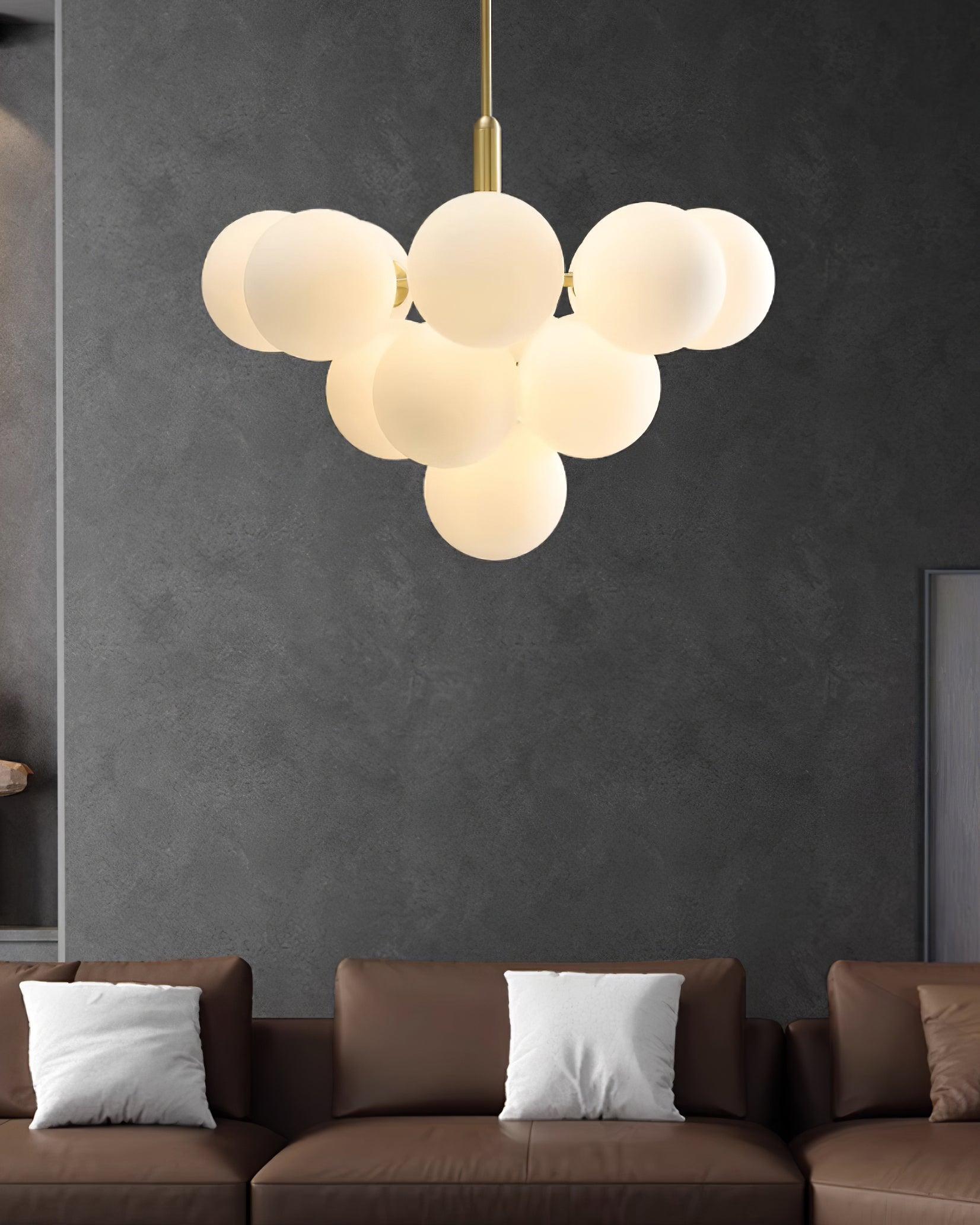 Lustre Globe en Verre Cluster Cadre en Laiton Moderne Minimaliste pour Maison