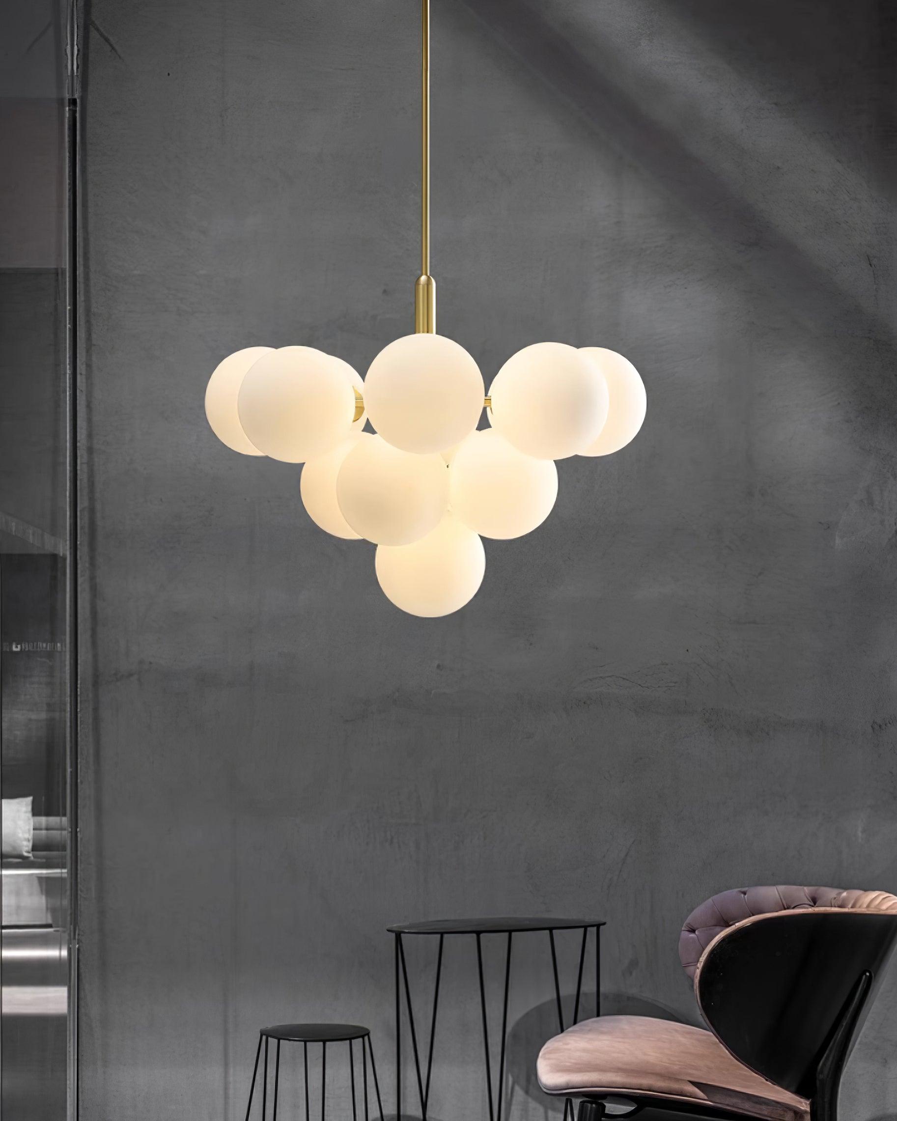 Lustre Globe en Verre Cluster Cadre en Laiton Moderne Minimaliste pour Maison