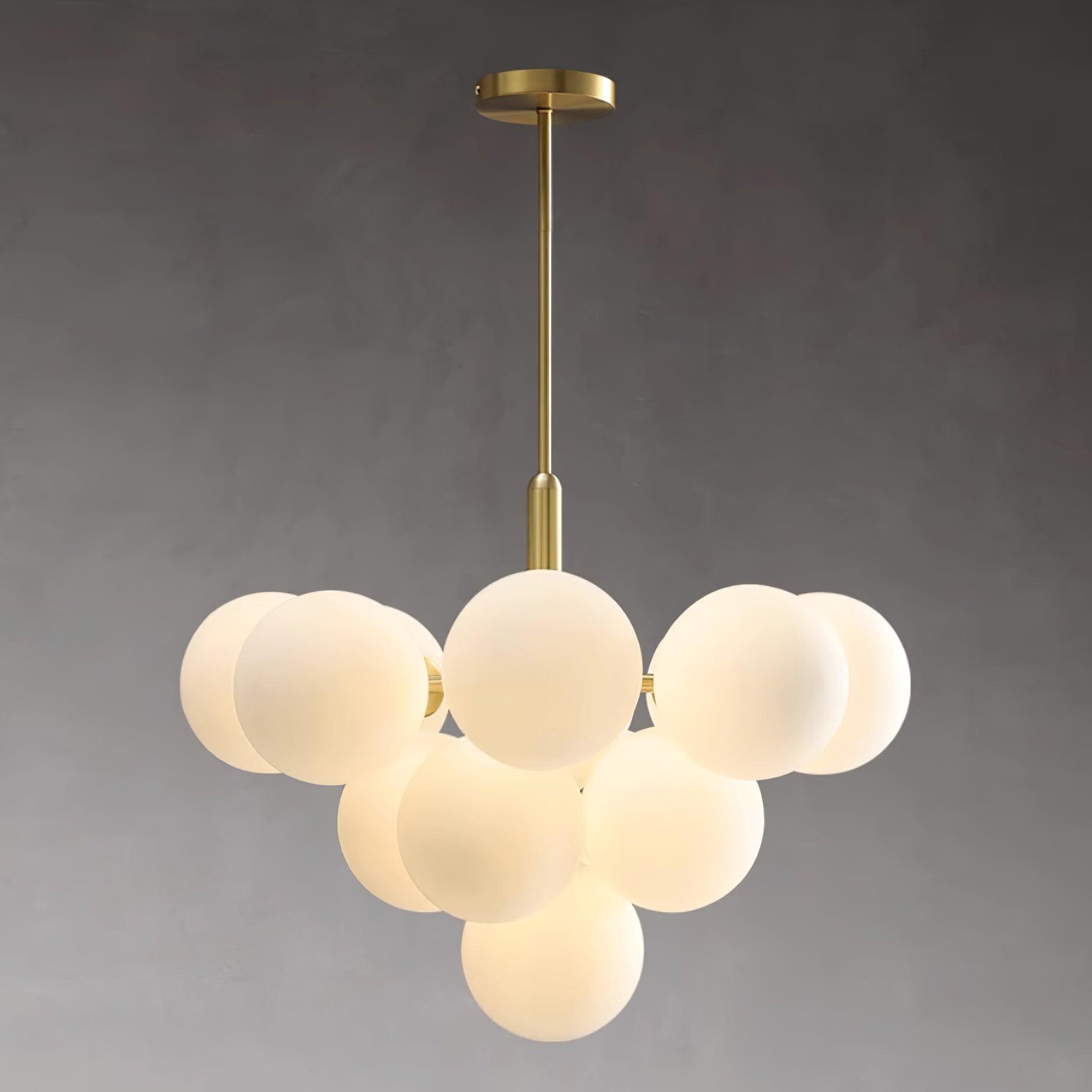 Lustre Globe en Verre Cluster Cadre en Laiton Moderne Minimaliste pour Maison