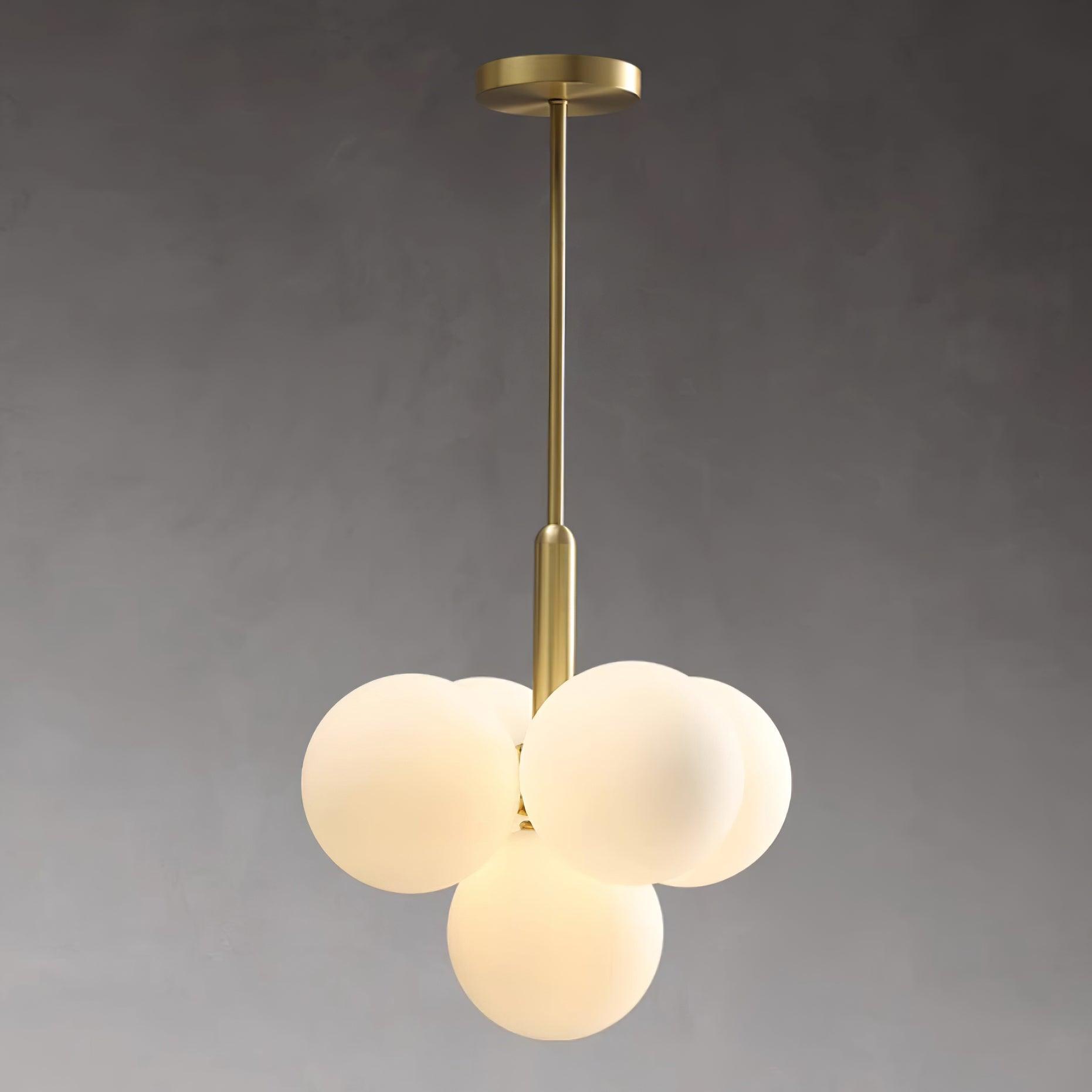 Lustre Globe en Verre Cluster Cadre en Laiton Moderne Minimaliste pour Maison
