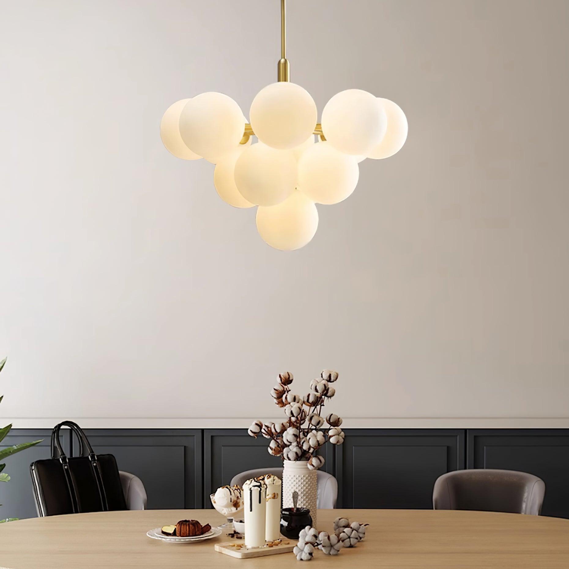 Lustre Globe en Verre Cluster Cadre en Laiton Moderne Minimaliste pour Maison