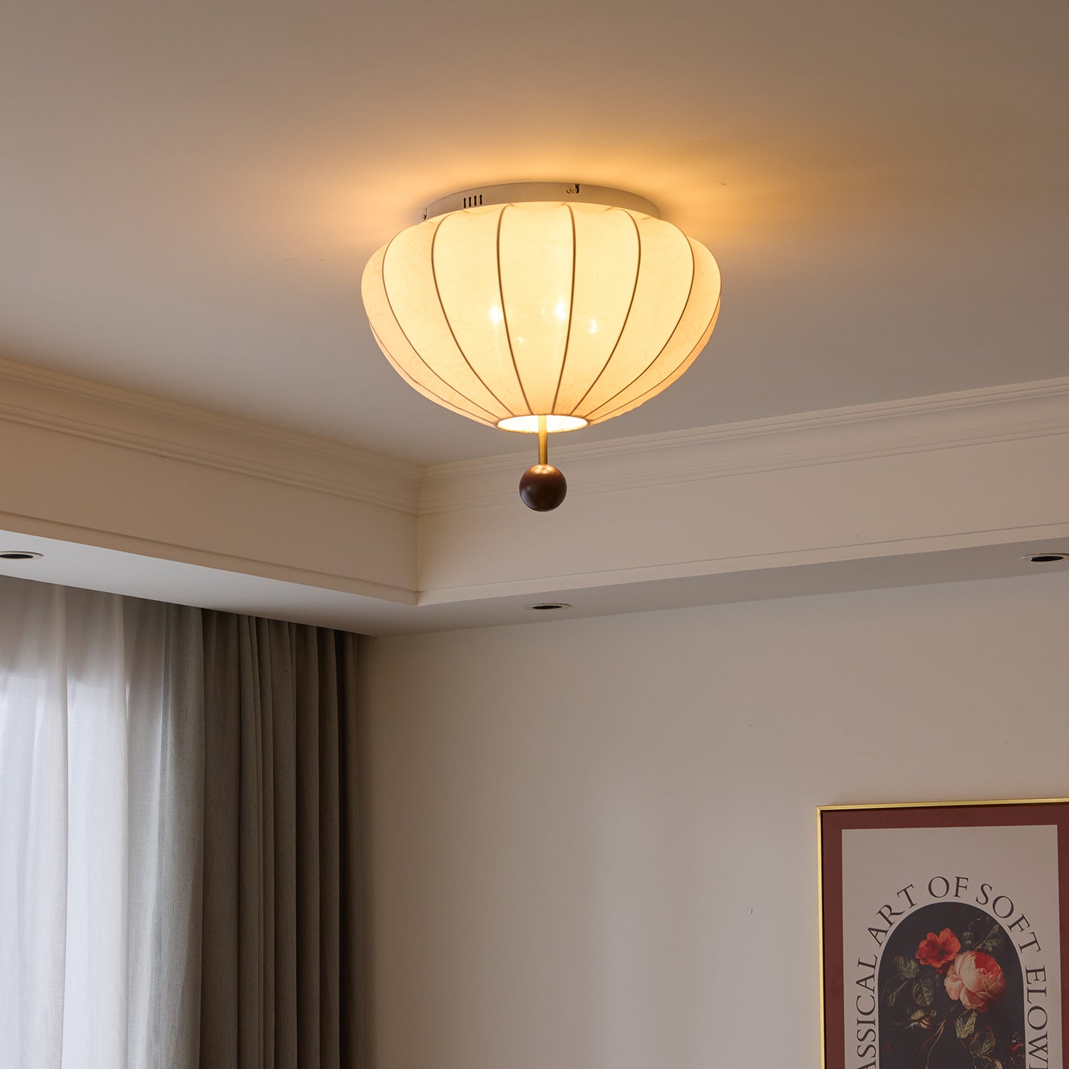 Lustra Plafonnier Bois Tissu Lanternes