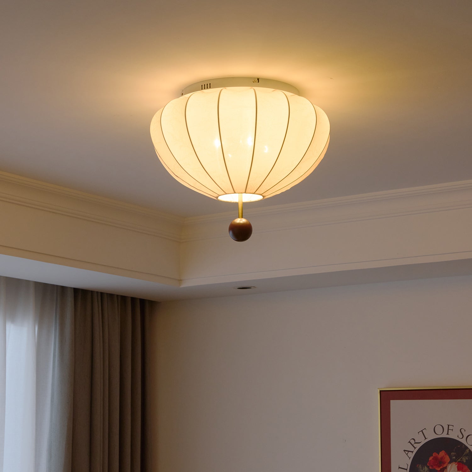 Lustra Plafonnier Bois Tissu Lanternes