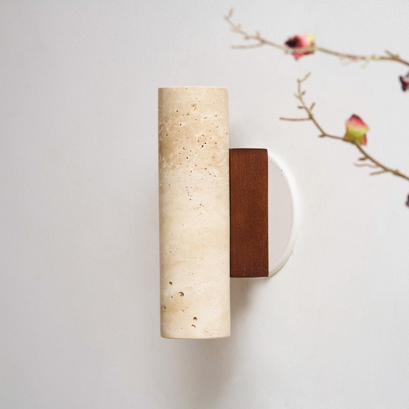 Celore Cylindre-Bois Travertin Luminaire Mural