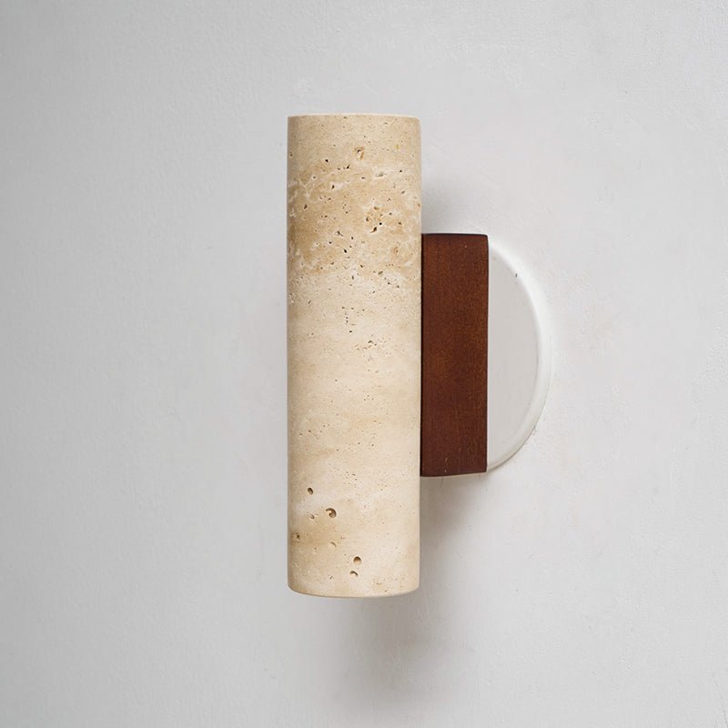 Celore Cylindre-Bois Travertin Luminaire Mural