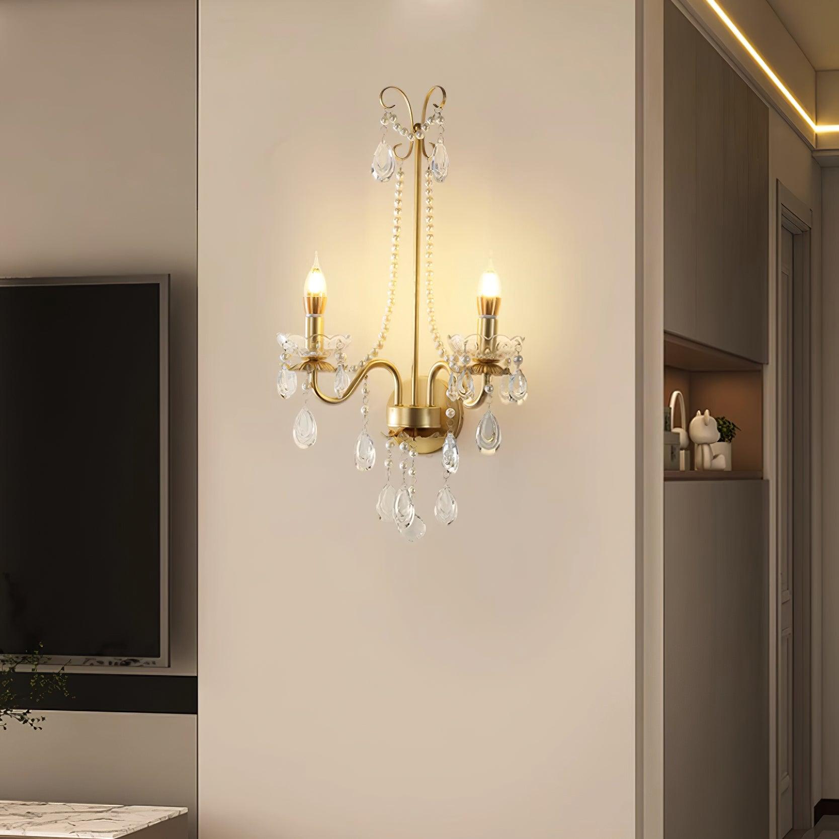 Applique Murale Perles de Cristal Ornée Élégante Chic pour Maison