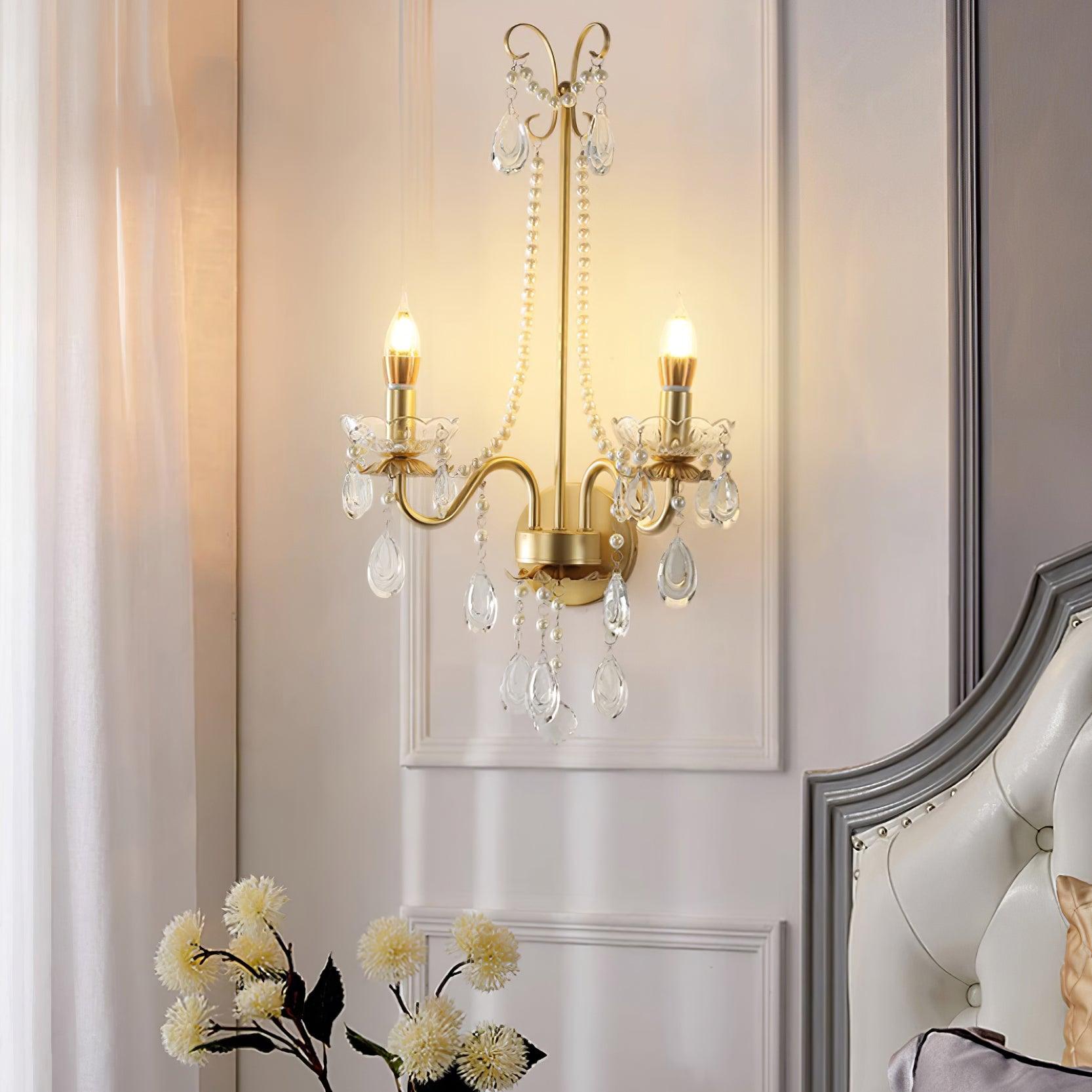 Applique Murale Perles de Cristal Ornée Élégante Chic pour Maison
