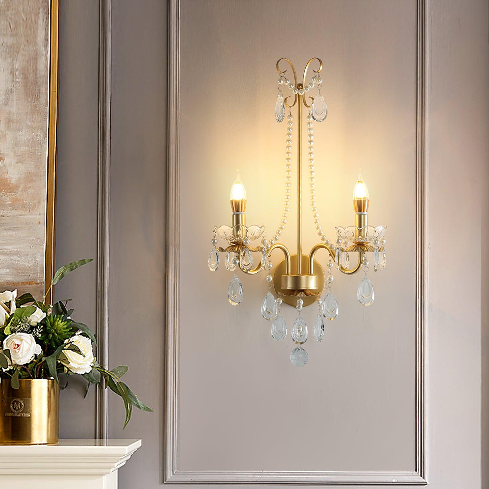 Applique Murale Perles de Cristal Ornée Élégante Chic pour Maison