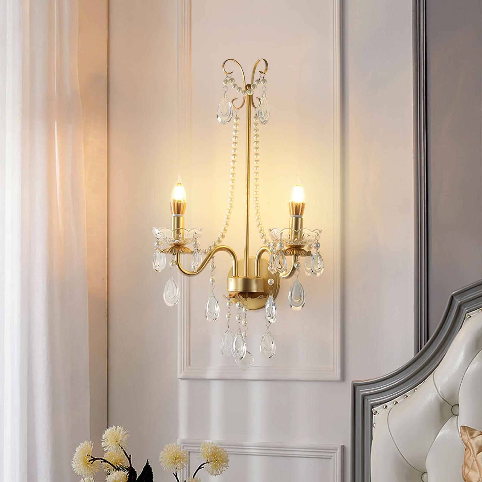 Applique Murale Perles de Cristal Ornée Élégante Chic pour Maison