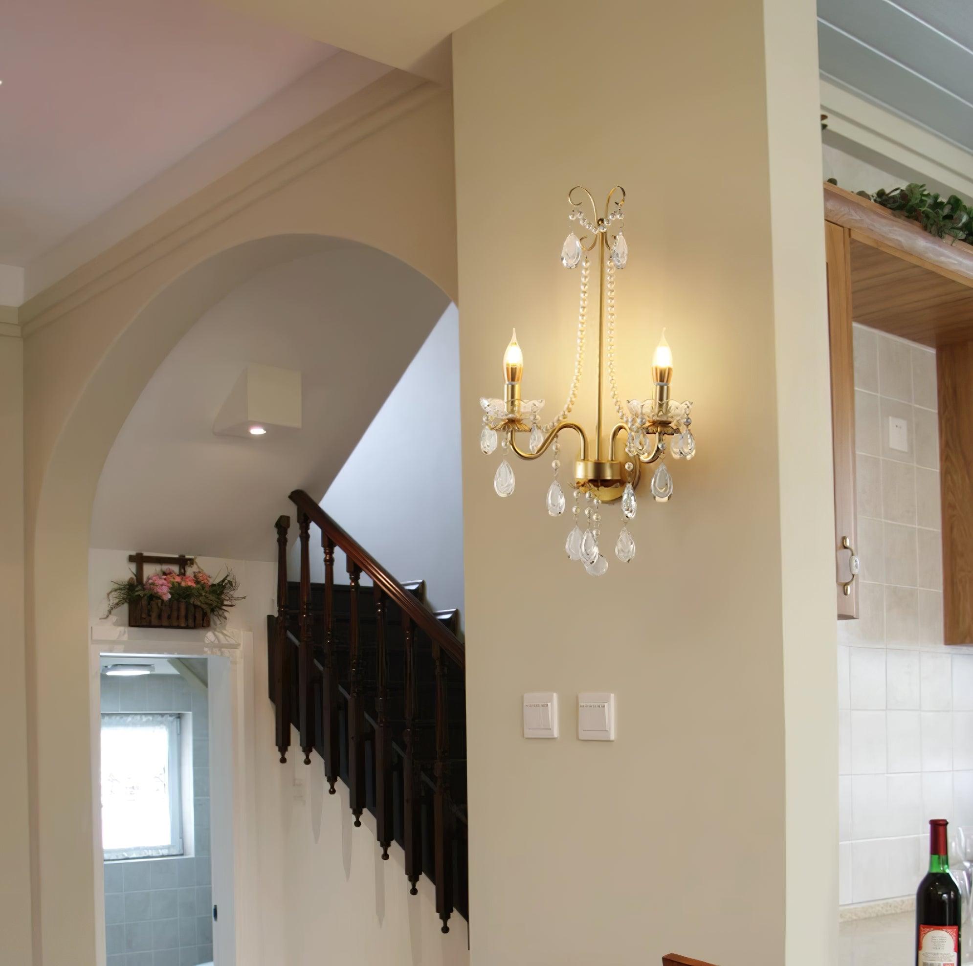 Applique Murale Perles de Cristal Ornée Élégante Chic pour Maison