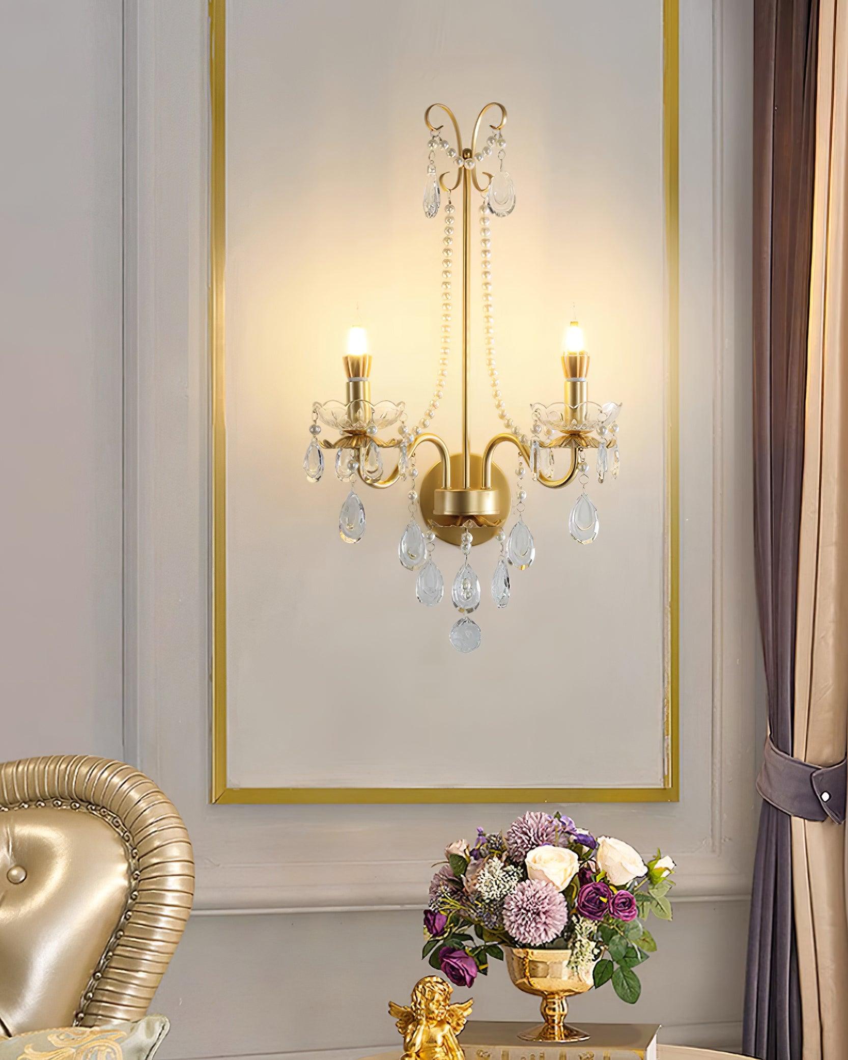 Applique Murale Perles de Cristal Ornée Élégante Chic pour Maison