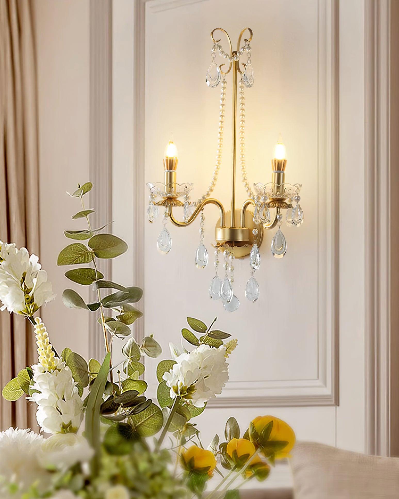 Applique Murale Perles de Cristal Ornée Élégante Chic pour Maison