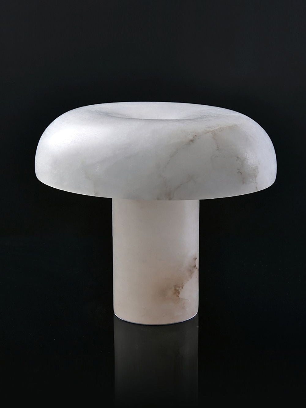 Virelli Lampe de Table Abat-jour en Albâtre Champignon Base en Laiton Sculpturale Chaleureuse