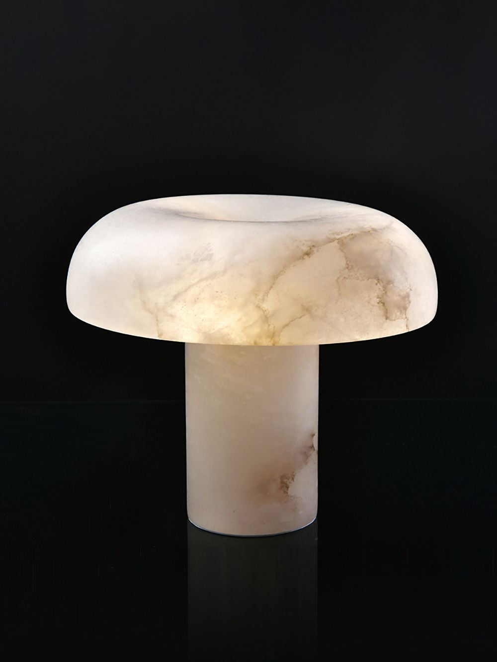 Virelli Lampe de Table Abat-jour en Albâtre Champignon Base en Laiton Sculpturale Chaleureuse