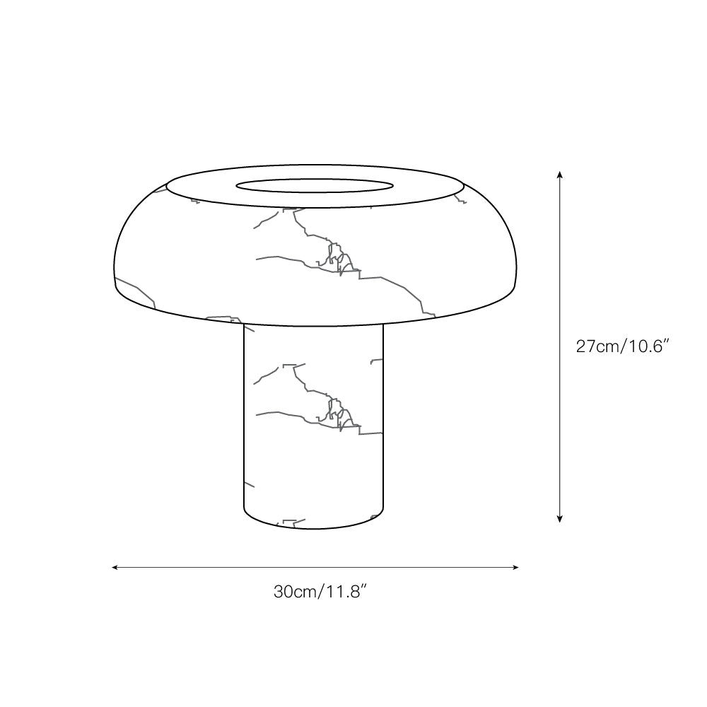 Virelli Lampe de Table Abat-jour en Albâtre Champignon Base en Laiton Sculpturale Chaleureuse