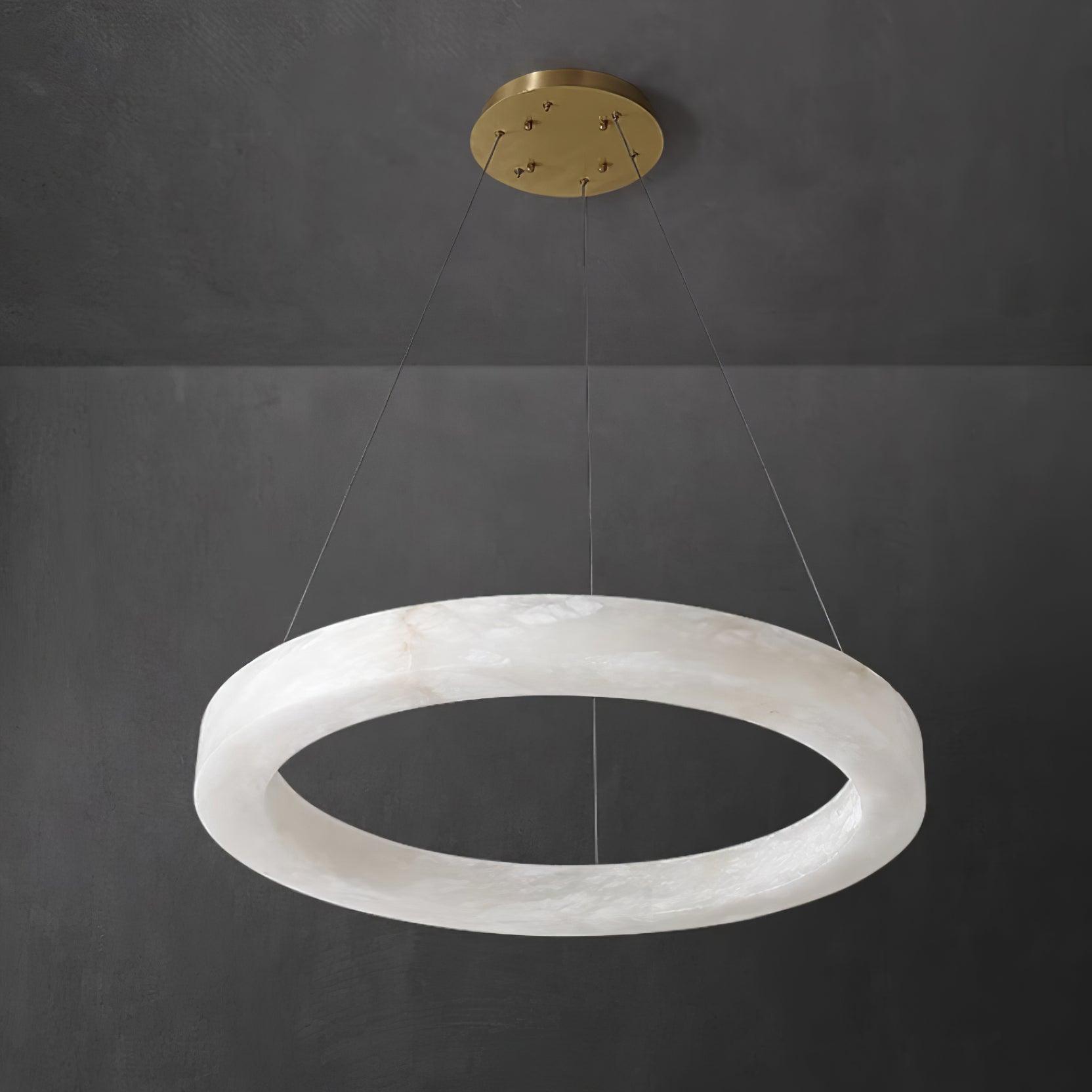 Olloros Albâtre Multi-Anneau Pendentif Lumière