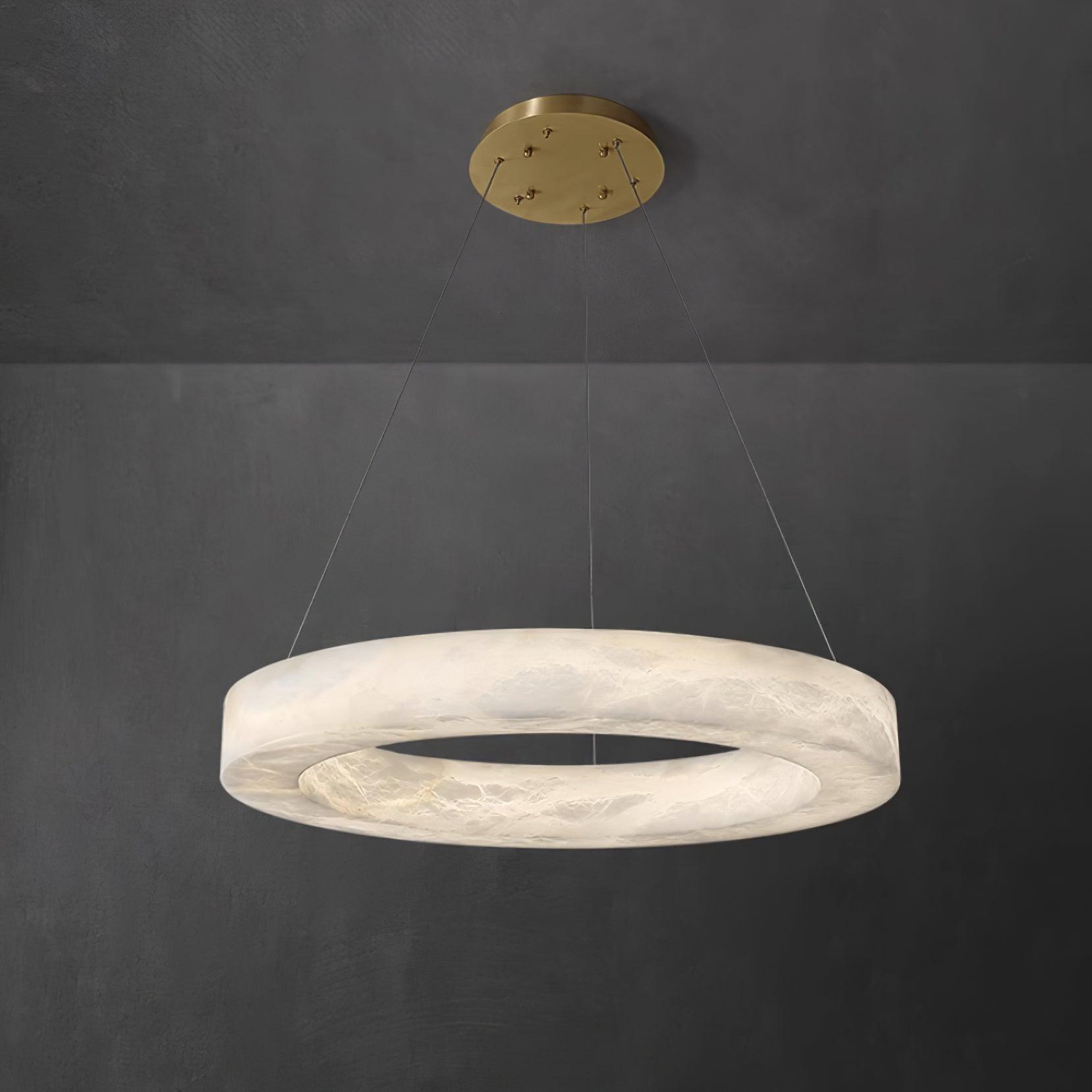 Olloros Albâtre Multi-Anneau Pendentif Lumière